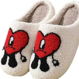 Bad bunny red heart slippers